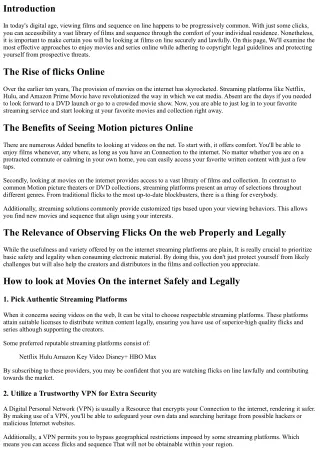 How to observe Flicks On the net Securely and Legally