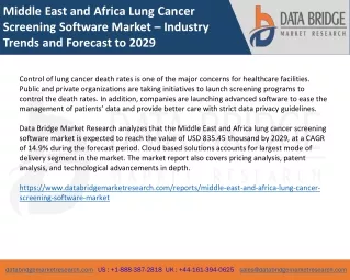 Middle East and Africa Lung Cancer Screening Software Market – Industry Trends and Forecast to 2029