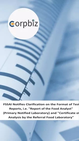 FSSAI's Clarification on Test Report Formats