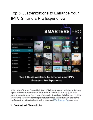 Top 5 Customizations to Enhance Your IPTV Smarters Pro Experience
