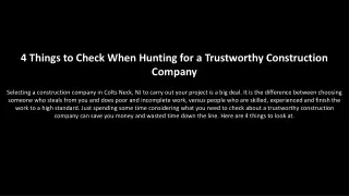 4 Things to Check When Hunting for a Trustworthy Construction Company