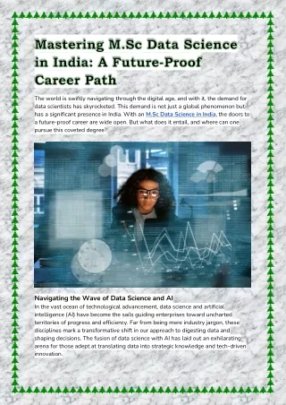 Mastering M.Sc Data Science in India: A Future-Proof Career Path