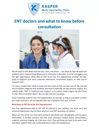 ENT doctors and what to know before consultation