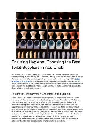 Ensuring Hygiene_ Choosing the Best