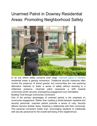 Unarmed Patrol in Downey Residential Areas_ Promoting Neighborhood Safety