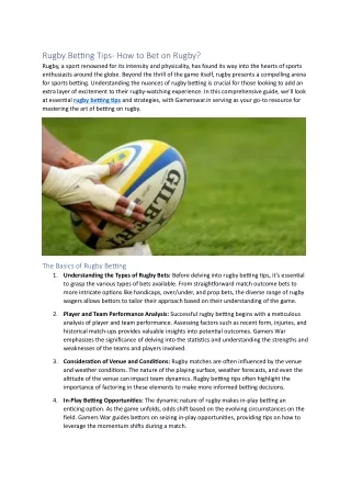 Rugby Betting Tips- How to Bet on Rugby