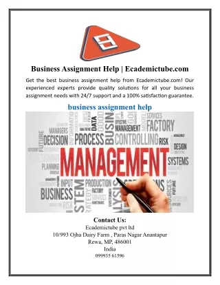 Business Assignment Help | Ecademictube.com