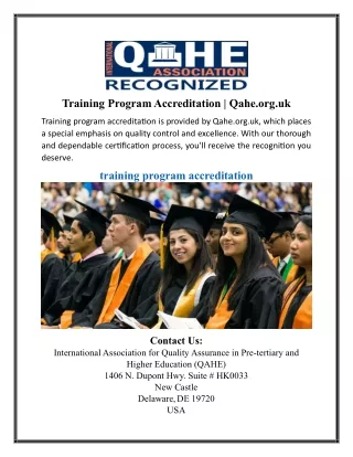 Training Program Accreditation | Qahe.org.uk
