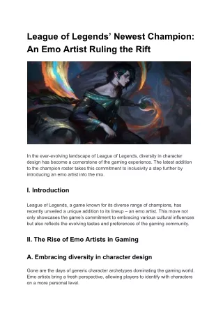 League of Legends’ Newest Champion An Emo Artist Ruling the Rift