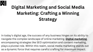 Digital Marketing and Social Media Marketing Crafting a Winning Strategy