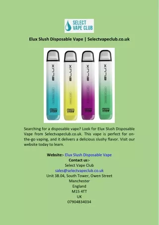 Elux Slush Disposable Vape  Selectvapeclub.co.uk