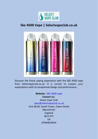 Ske 4500 Vape  Selectvapeclub.co.uk