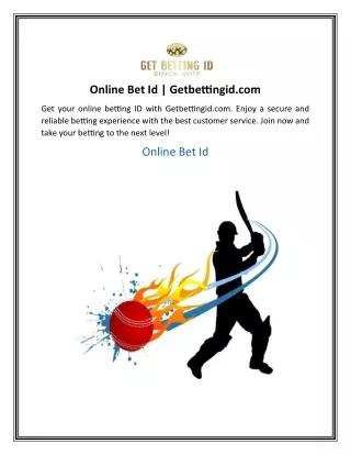 Online Bet Id  Getbettingid