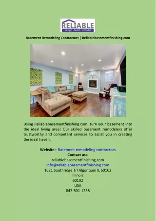Basement Remodeling Contractors  Reliablebasementfinishing.com
