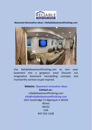Basement Renovation Ideas  Reliablebasementfinishing.com