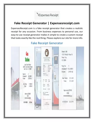 Fake Receipt Generator  Expensesreceipt.com