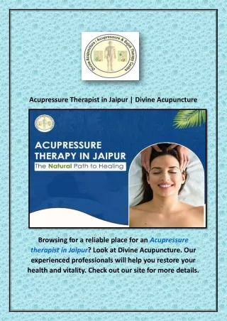 Acupressure Therapist in Jaipur | Divine Acupuncture