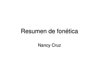 Resumen de fonética
