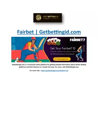 Fairbet | Getbettingid.com