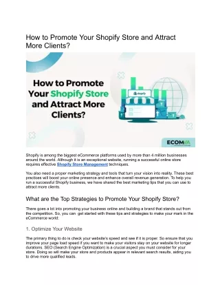 How to Promote Your Shopify Store and Attract More Clients?