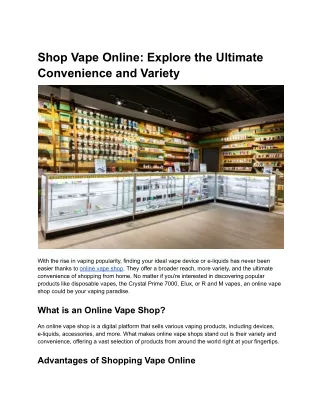 Shop Vape Online_ Explore the Ultimate Convenience and Variety