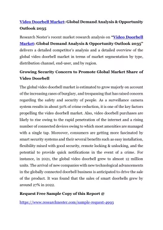 Video Doorbell Market: Global Demand Analysis & Opportunity Outlook 2035