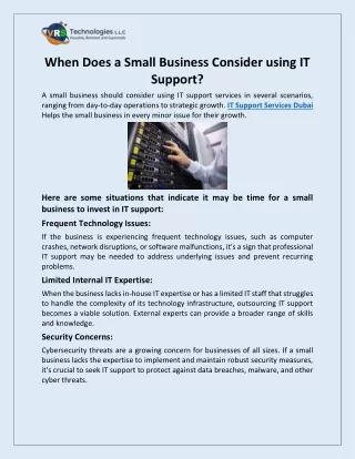 When Does a Small Business Consider using IT Support?