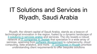 IT Solutions and Services in Riyadh, Saudi Arabia