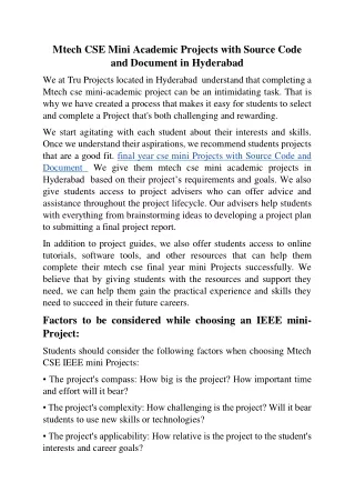 Mtech CSE Mini Academic Projects with source code and documentation