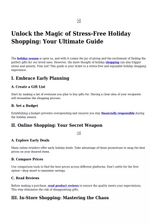Unlock the Magic of Stress-Free Holiday Shopping- Your Ultimate Guide