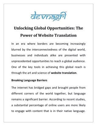 Unlocking Global Opportunities: The Power of Website Translation