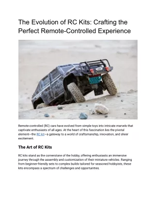 The Evolution of RC Kits_ Crafting the Perfect Remote-Controlled Experience
