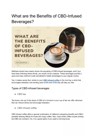 What are the Benefits of CBD-Infused Beverages