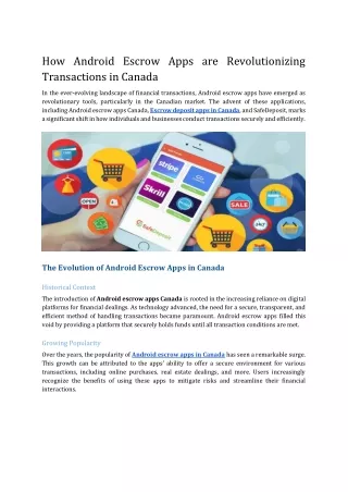 How Android Escrow Apps are Revolutionizing Transactions in Canada