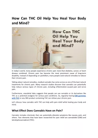 How Can THC Oil Help You Heal Your Body and Mind?