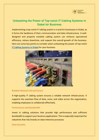 Unleashing the Power of Top-notch IT Cabling Systems in Dubai for Business