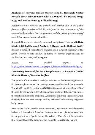 Ferrous Sulfate Market