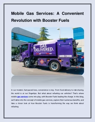 Mobile Gas Services: A Convenient Revolution with Booster Fuels