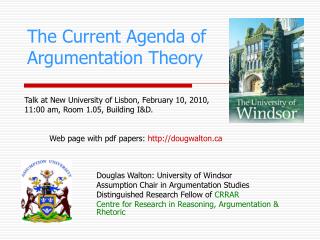 The Current Agenda of Argumentation Theory