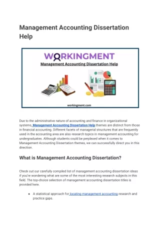 Management Accounting Dissertation Help