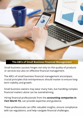 The ABCs of Small Business Financial Management