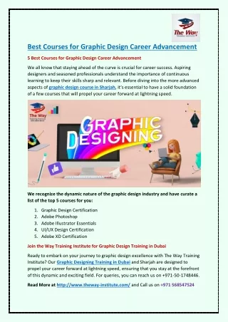 Best Courses for Graphic Design Career Advancement