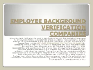 EMPLOYEE BACKGROUND VERIFICATION COMPANIES