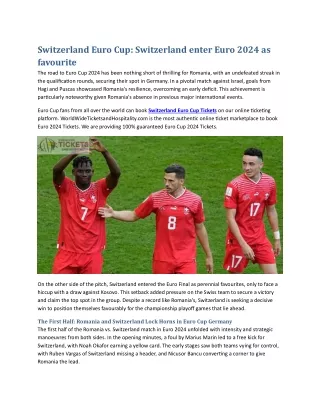 Switzerland Euro Cup Switzerland enter Euro 2024 as favourite