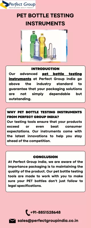 Pet bottle testing instruments | Perfect Group India