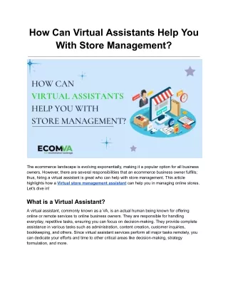 How Can Virtual Assistants Help You With Store Management?