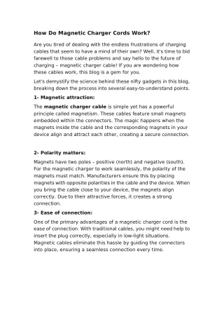 How Do Magnetic Charger Cords Work