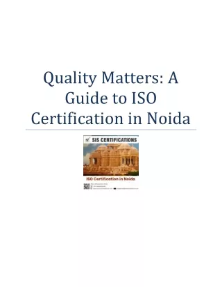 Quality Matters: A Guide to ISO Certification in Noida