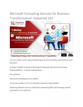 Microsoft Consulting Services for Business Transformation Explained 101