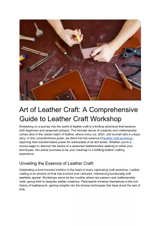 Art of Leather Craft_ A Comprehensive Guide to Leather Craft Workshop (1)